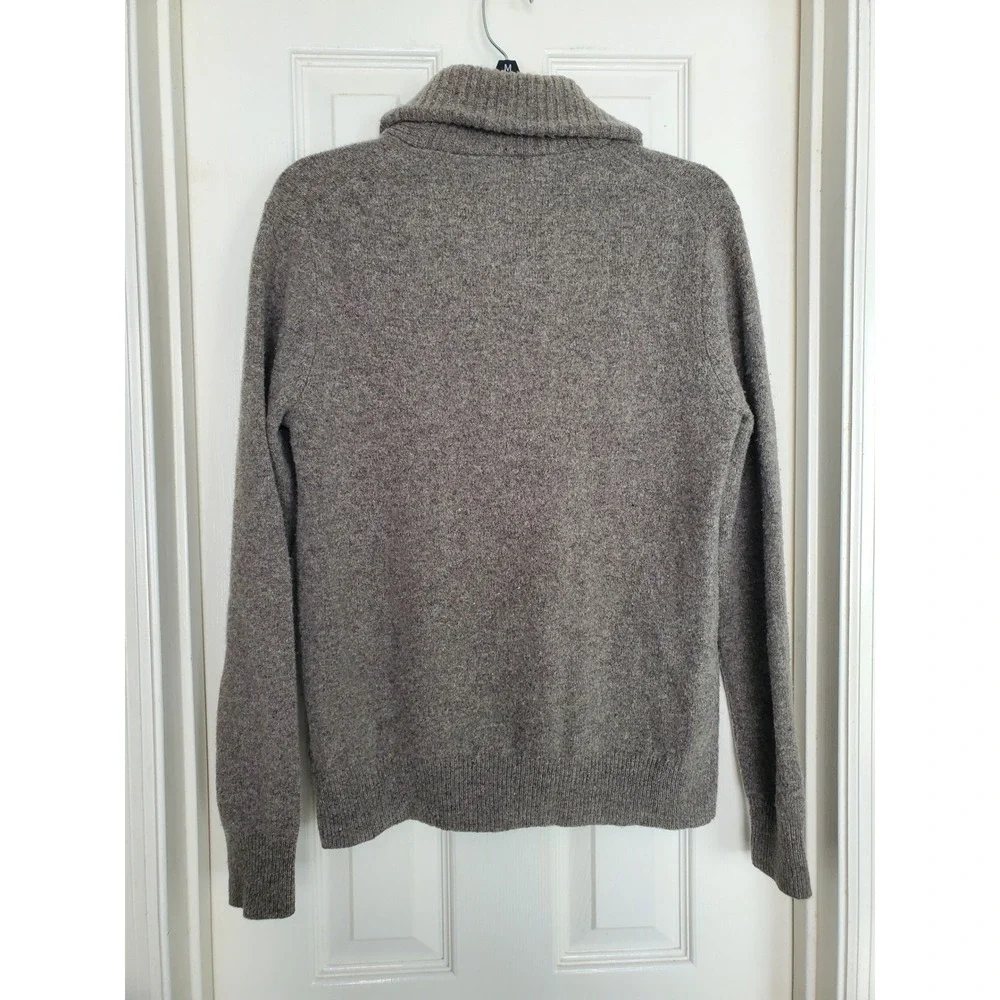 J.Crew Shawl Collar Sweater Brown Lambswool Button Pullover Mens Medium